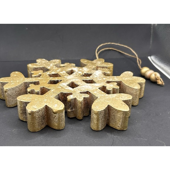 Rustic Wooden Snowflake Ornament Hanging Christmas Decor Farmhouse Snow - Picture 6 of 9